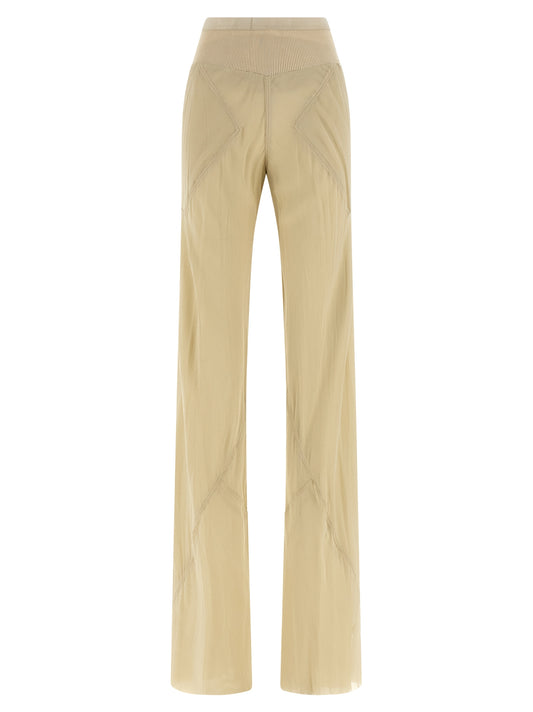 Beige Silk Flared Pants
