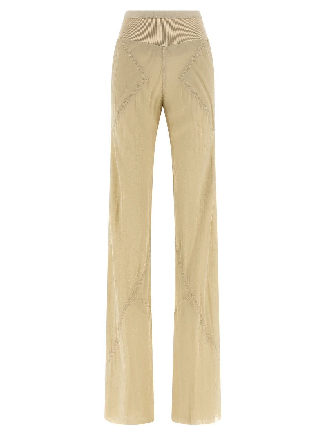 Beige Silk Flared Pants