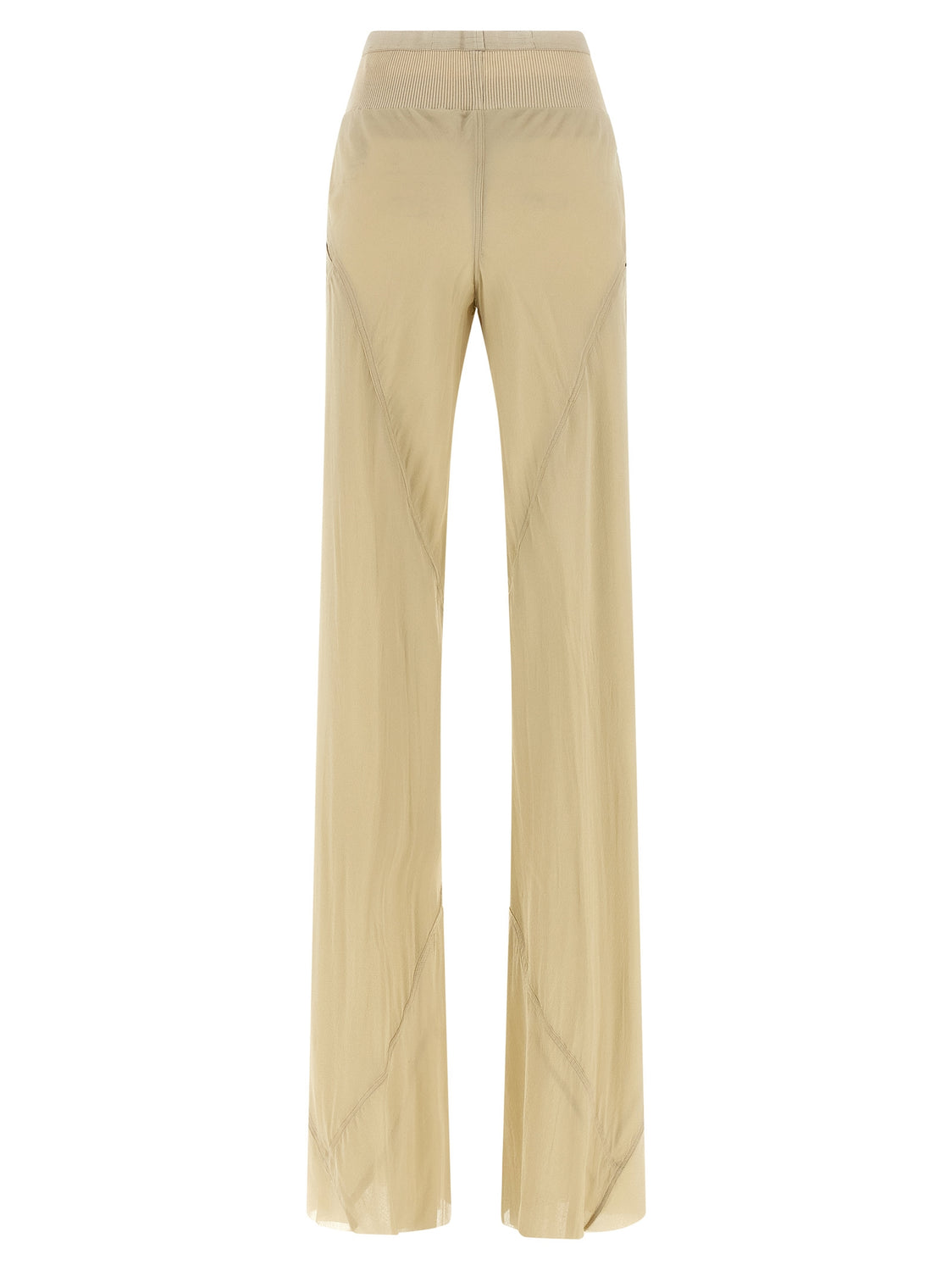 Beige Silk Flared Pants