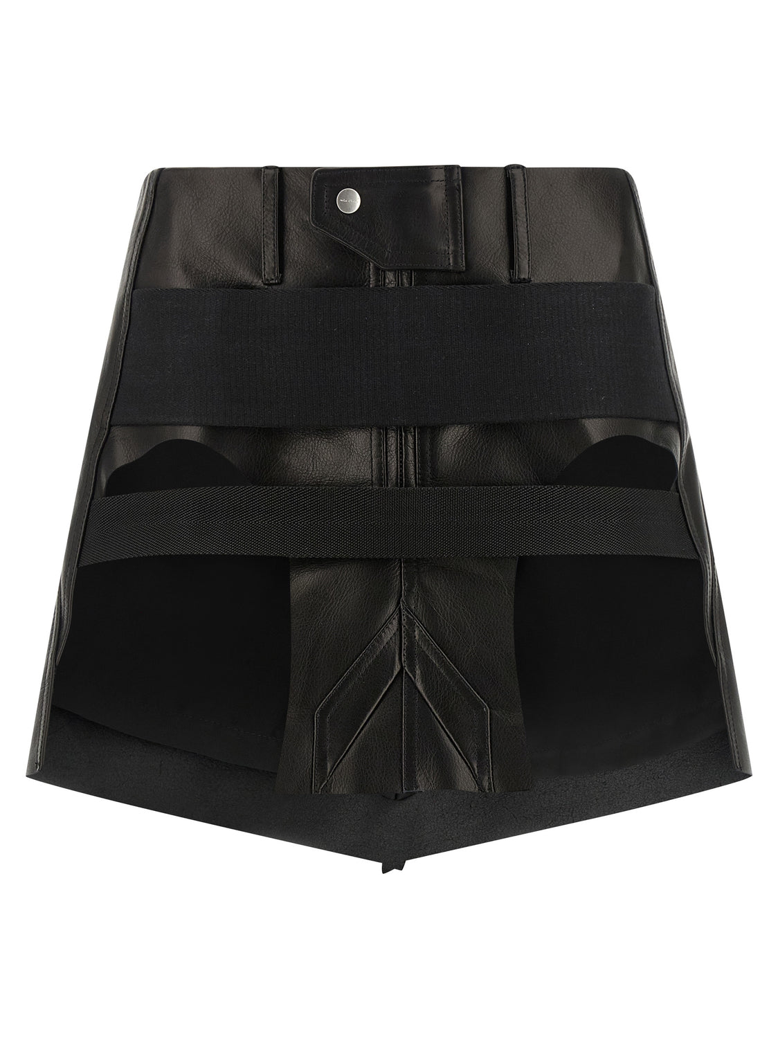 Black Calfskin Long Skirt