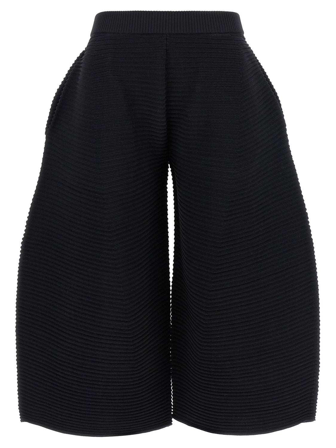 Black Polyester Cropped Pants
