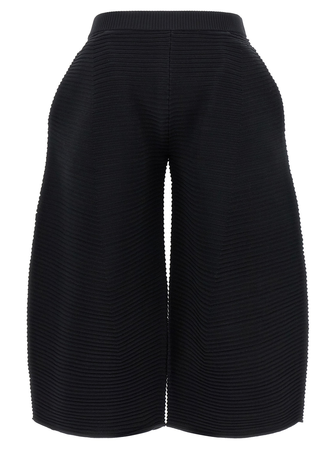 Black Polyester Cropped Pants