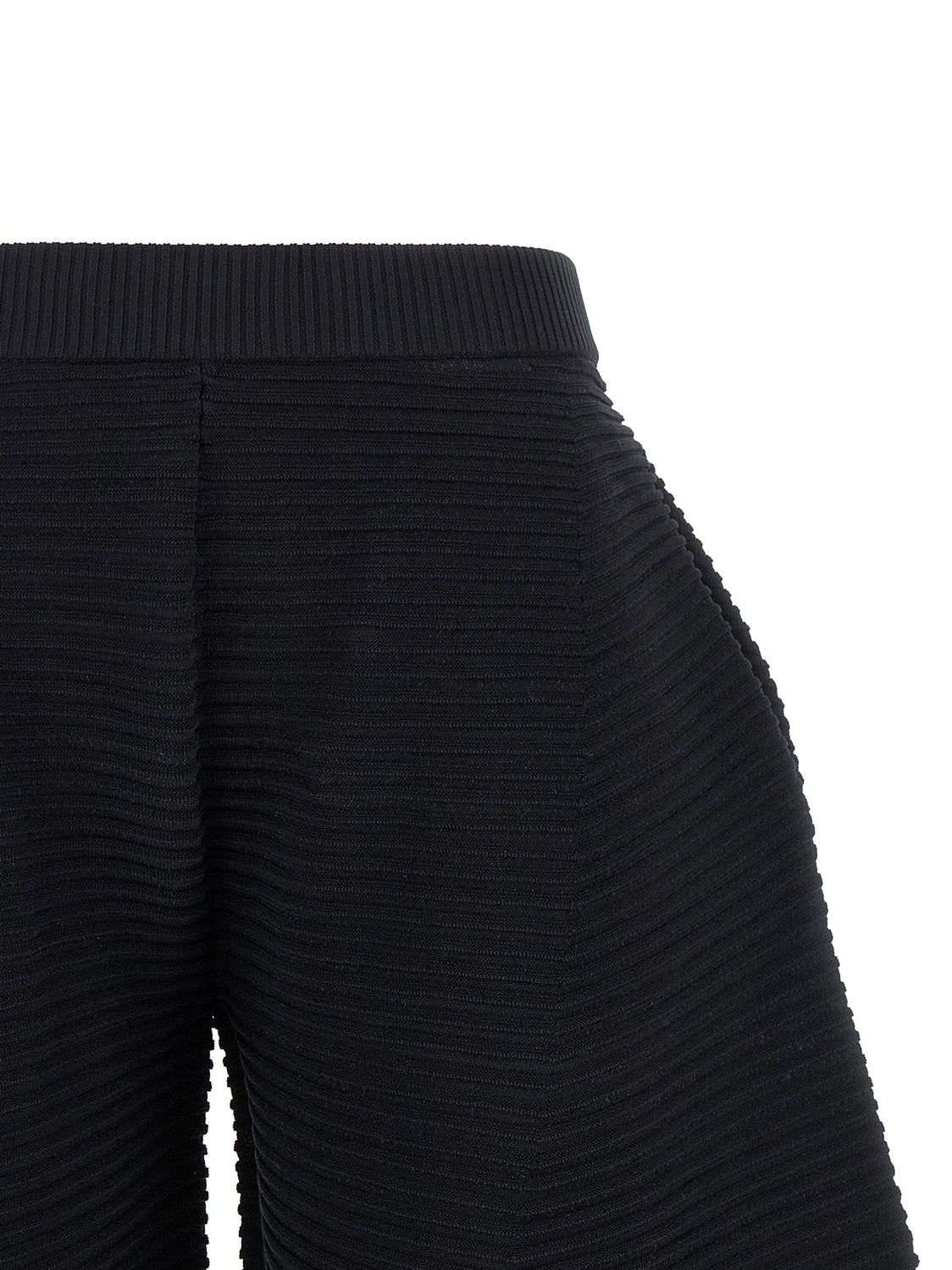 Black Polyester Cropped Pants
