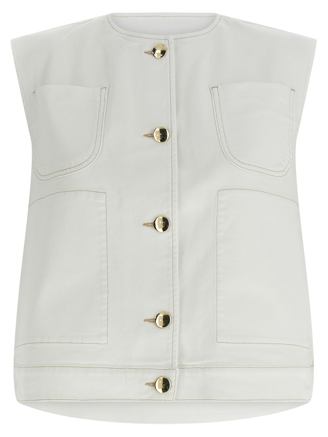 White Cotton Sleeveless Jacket