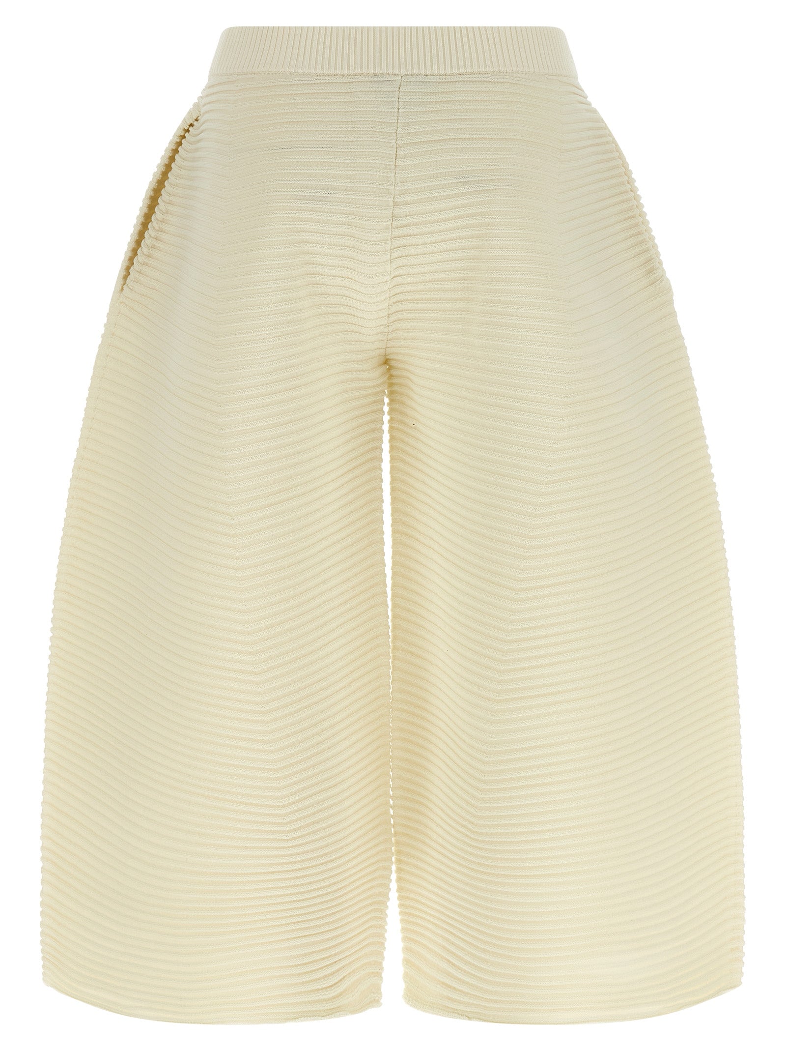 White Polyester Cropped Pants