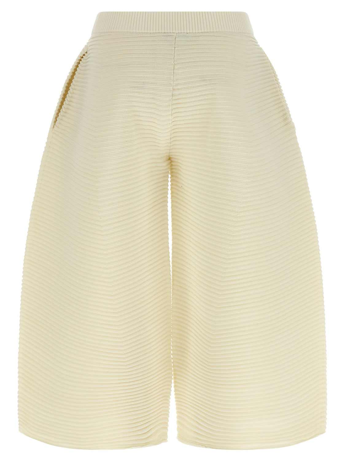White Polyester Cropped Pants