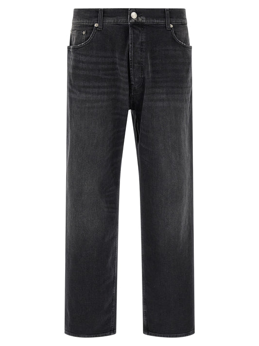 Black Cotton Cropped Jeans