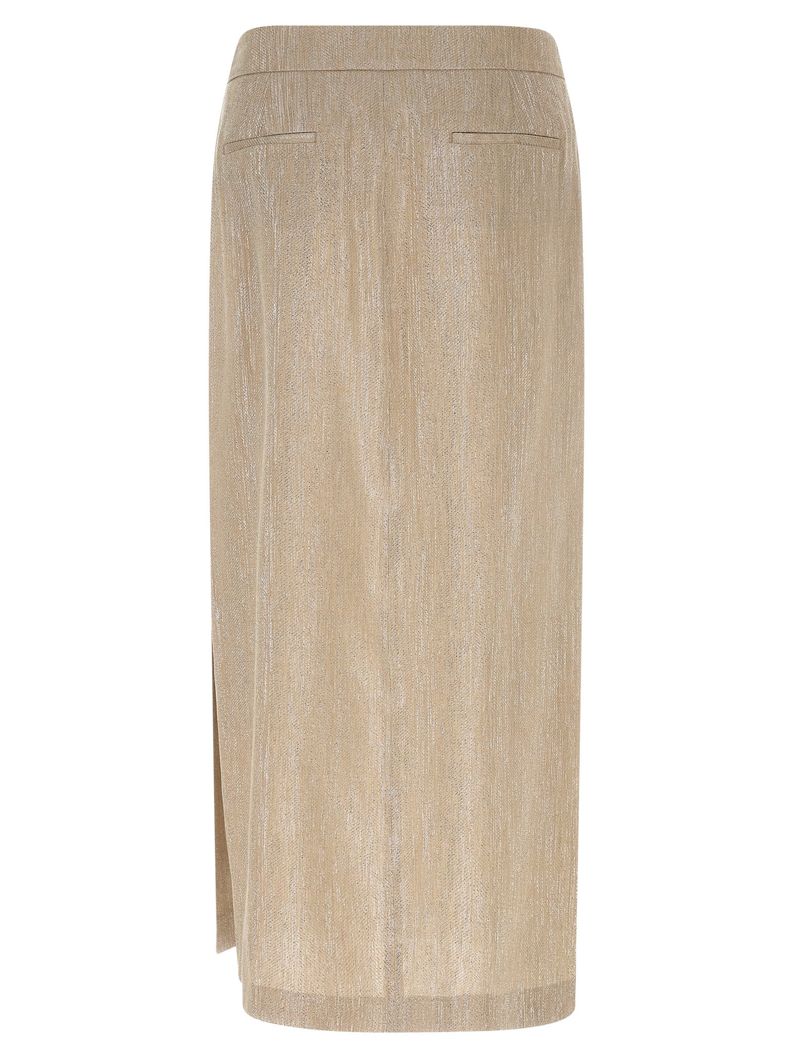 Beige Viscose Midi Skirt