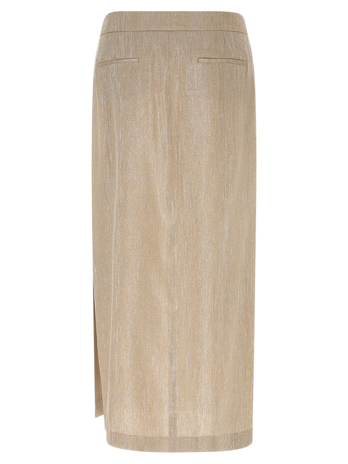 Beige Viscose Midi Skirt