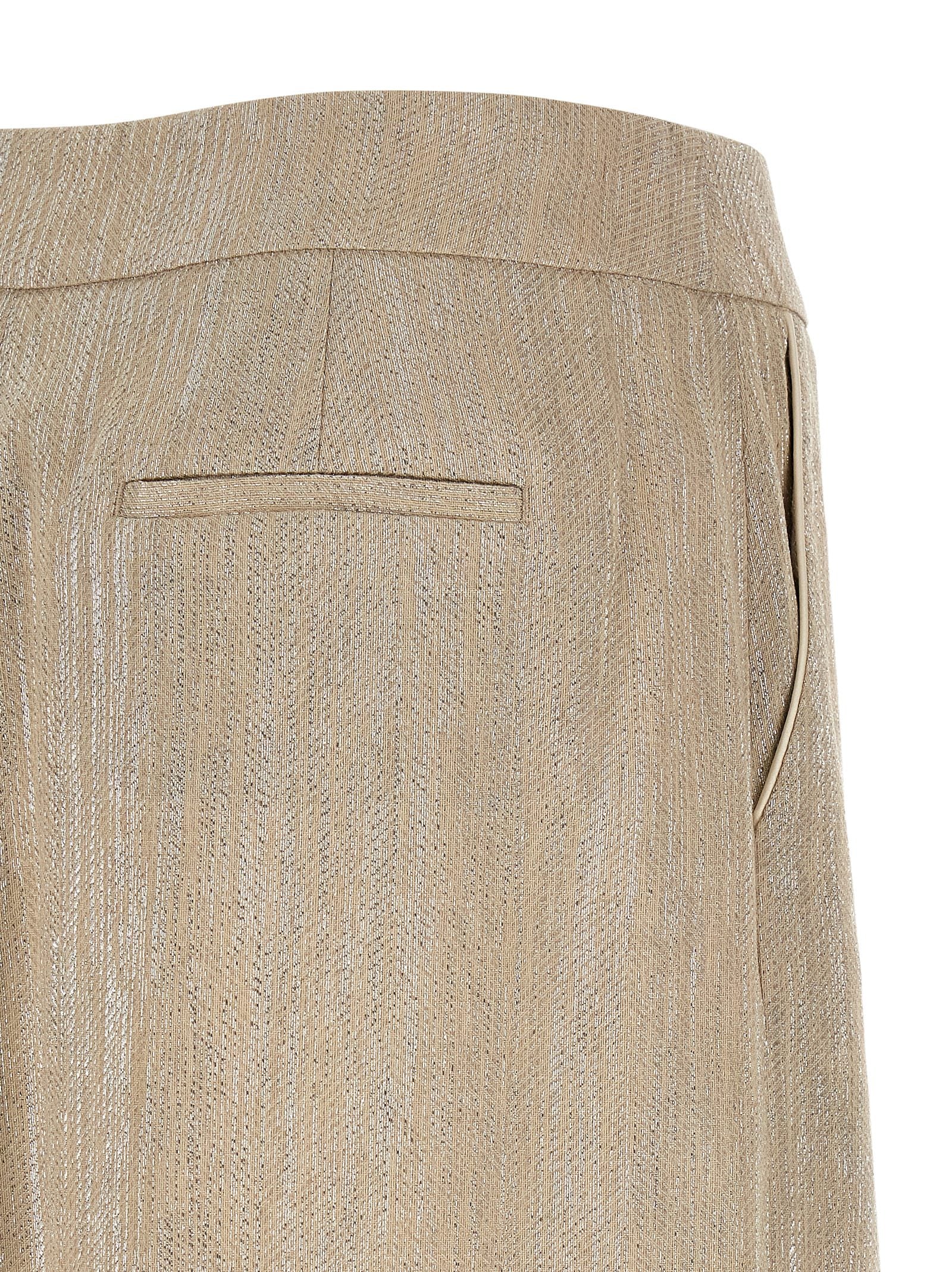Beige Viscose Midi Skirt