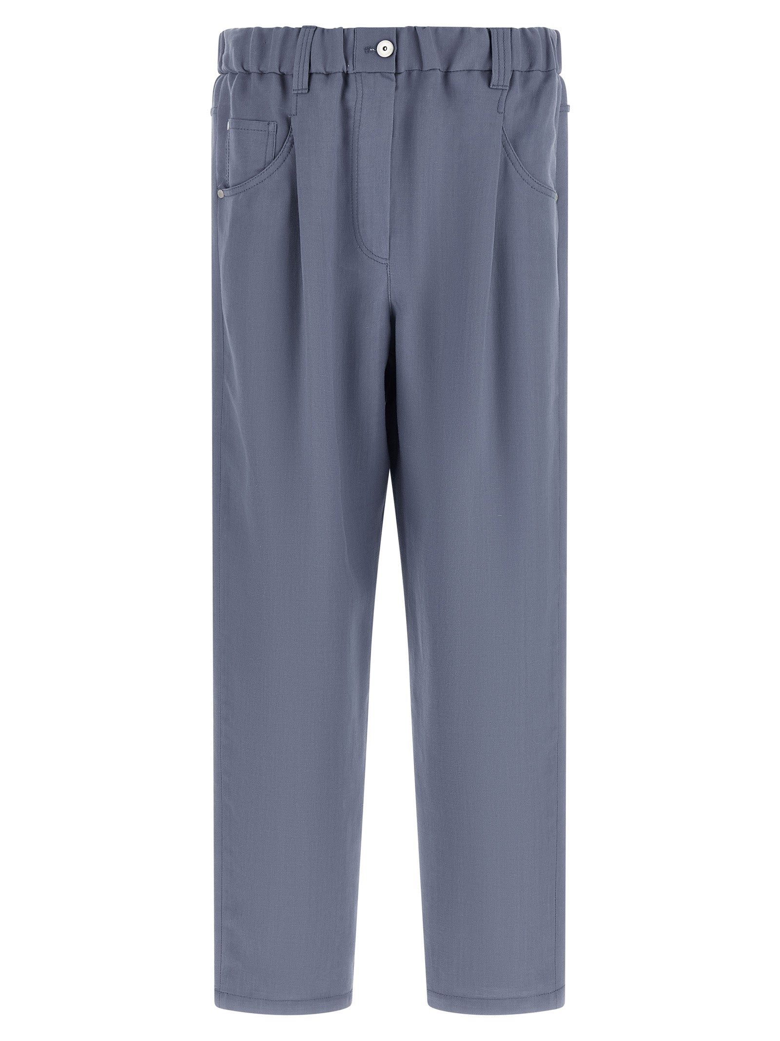 Blue Viscose Casual Pants