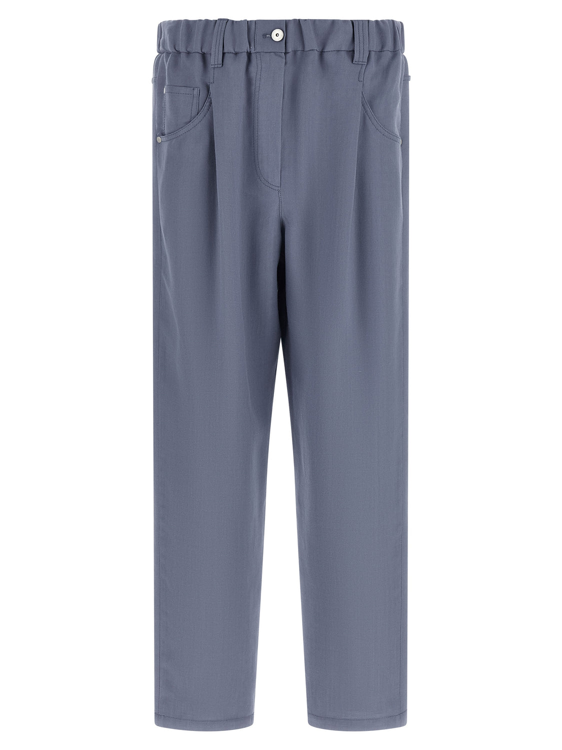Blue Viscose Casual Pants