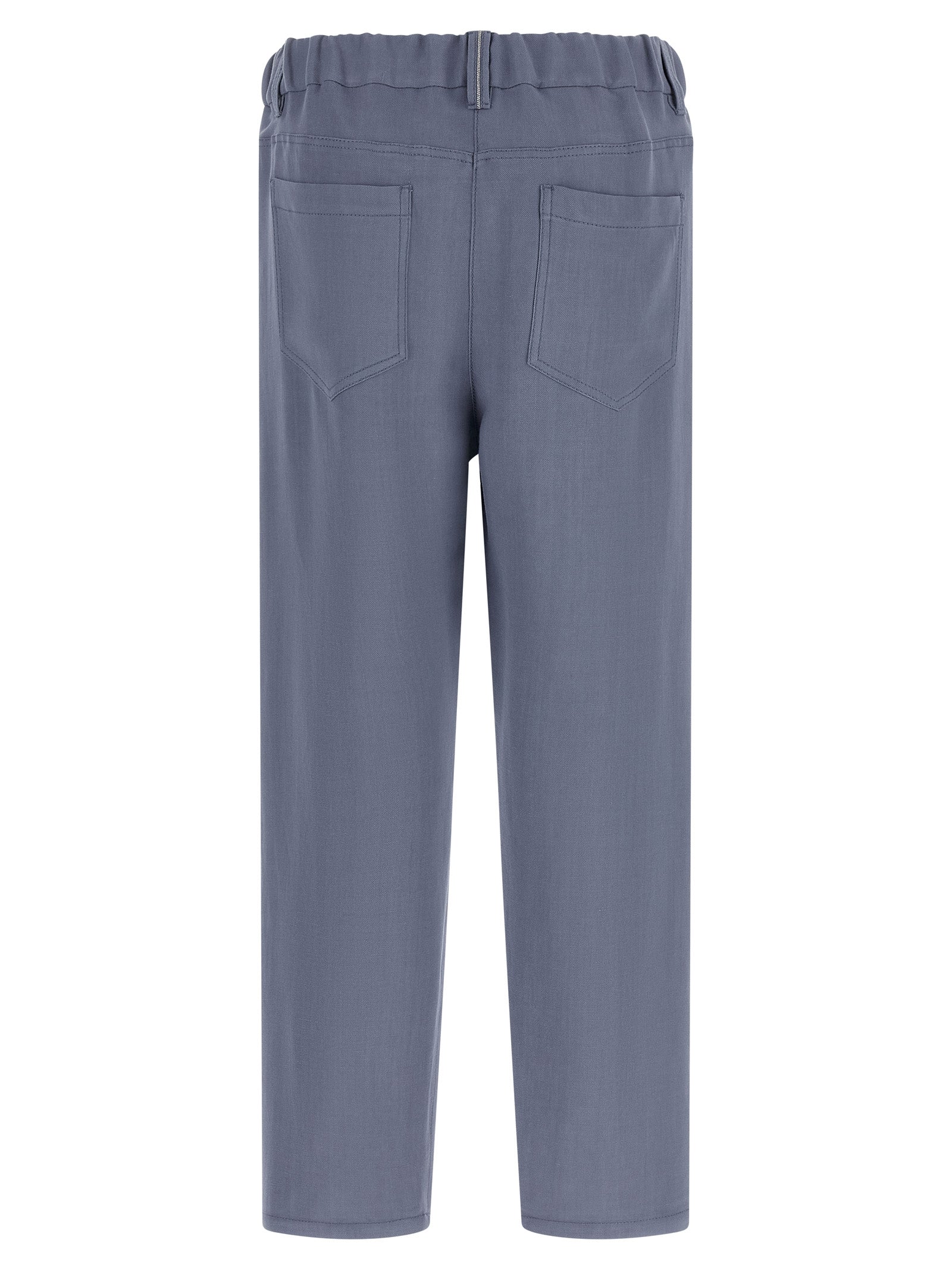 Blue Viscose Casual Pants