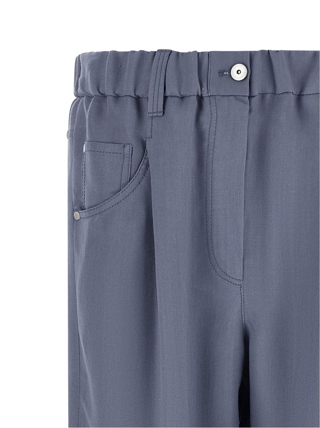 Blue Viscose Casual Pants
