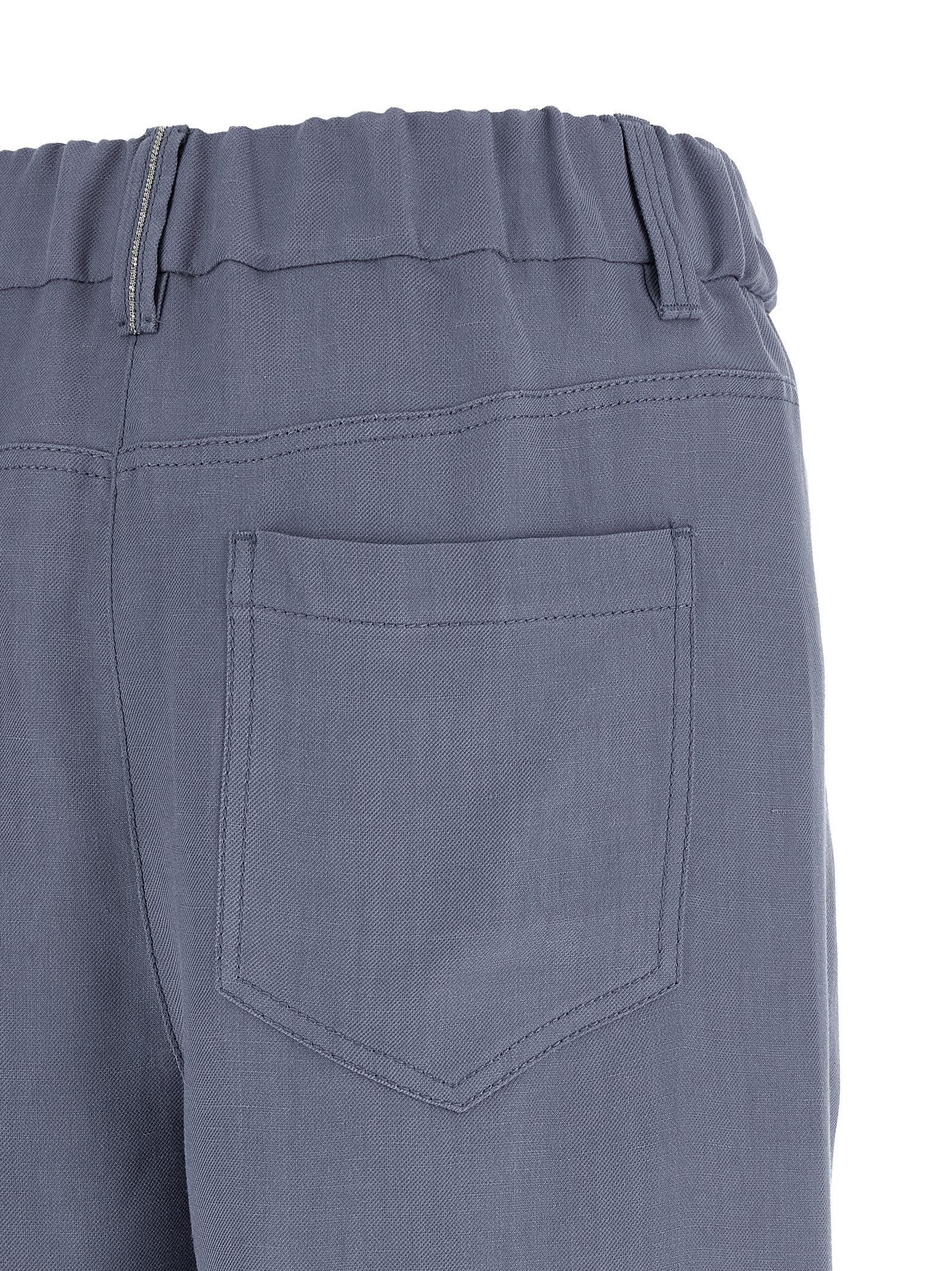 Blue Viscose Casual Pants