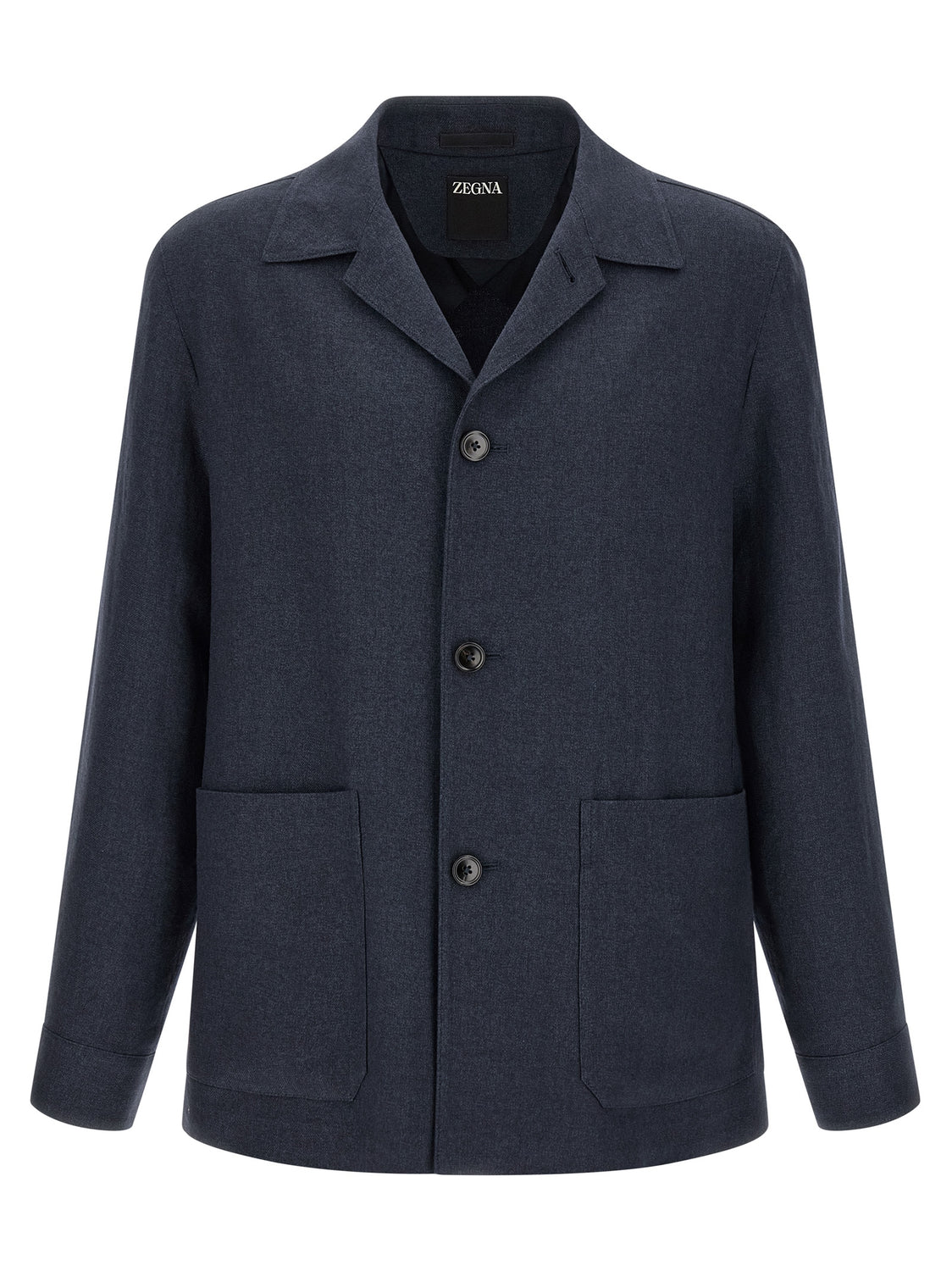 Blue Linen Full-Length Jacket