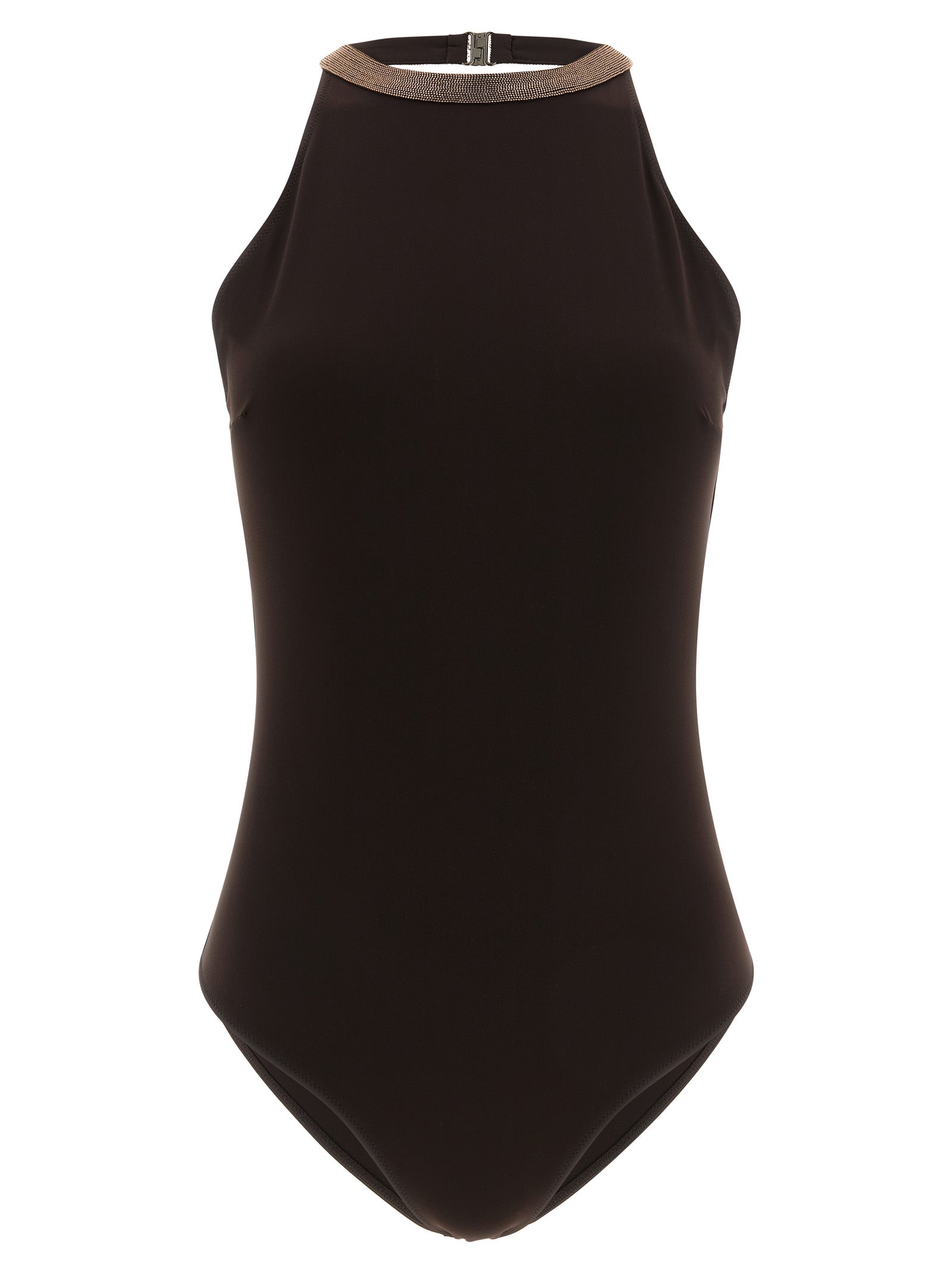 Brown Polyamide One-Piece Swimsuit
