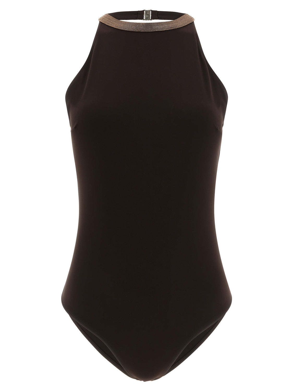 Brown Polyamide One-Piece Swimsuit