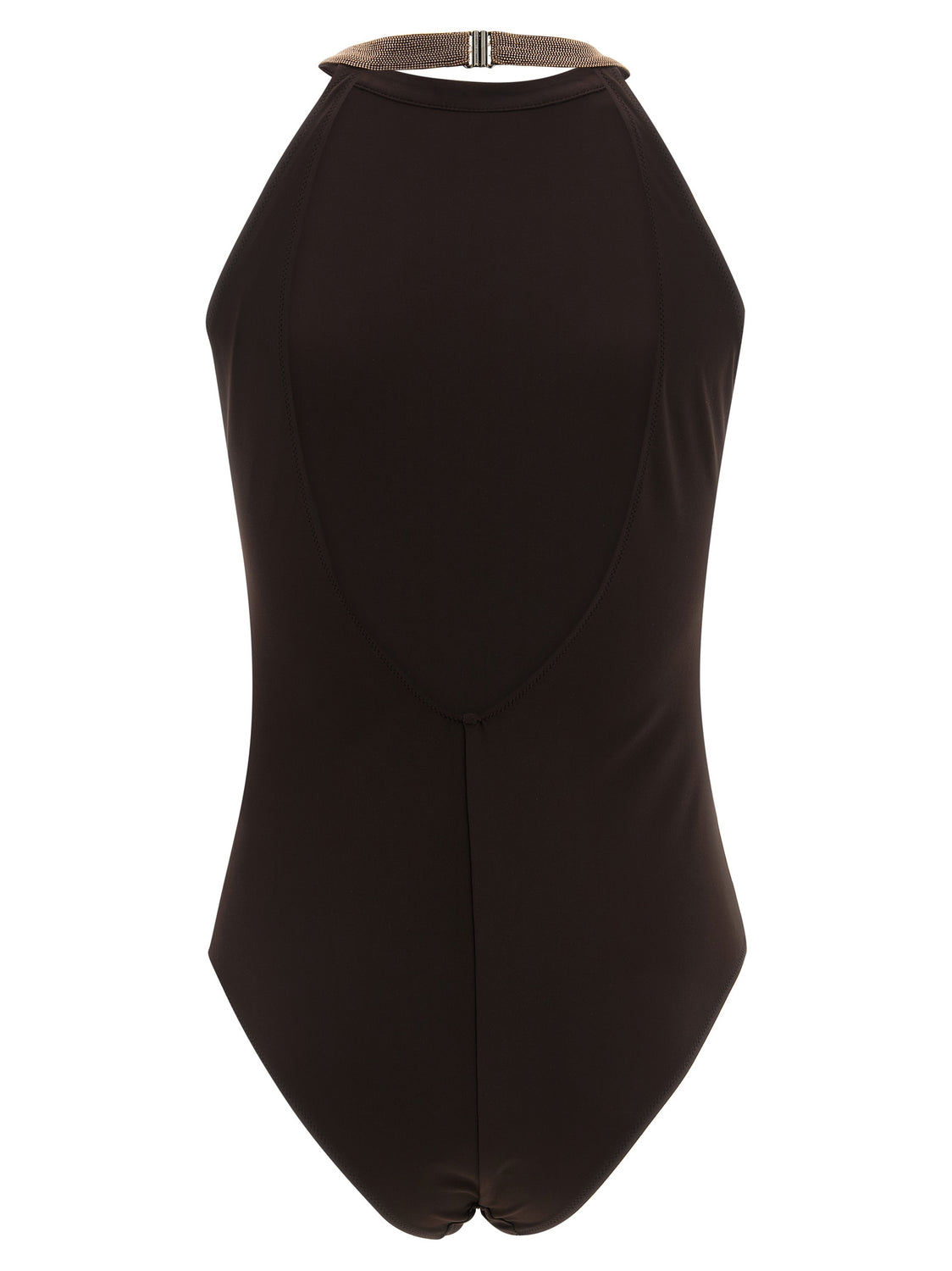 Brown Polyamide One-Piece Swimsuit