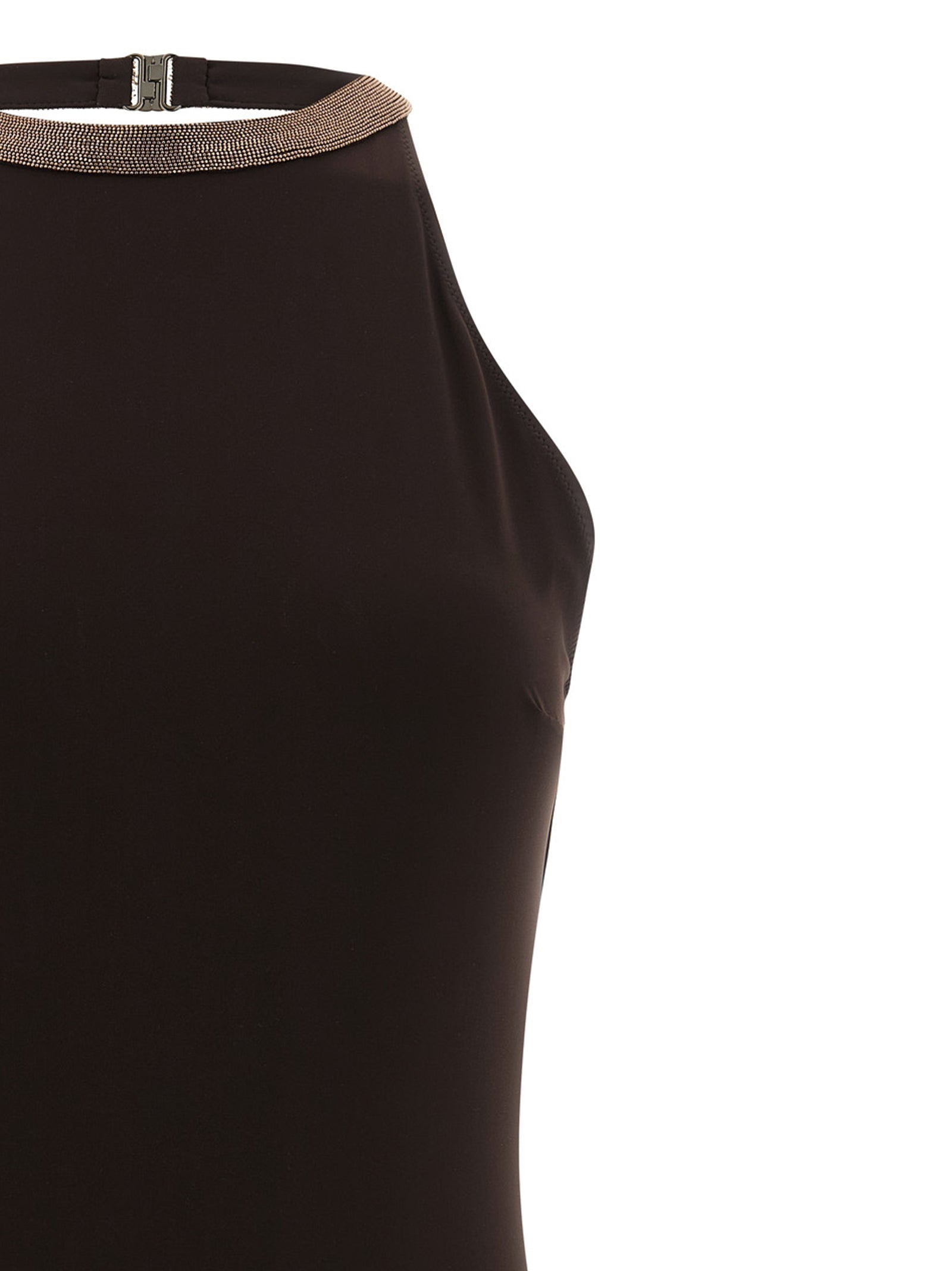 Brown Polyamide One-Piece Swimsuit