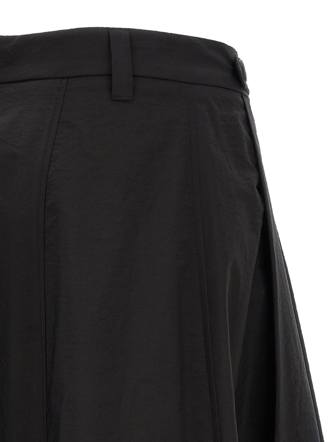 Black Cotton Midi Skirt