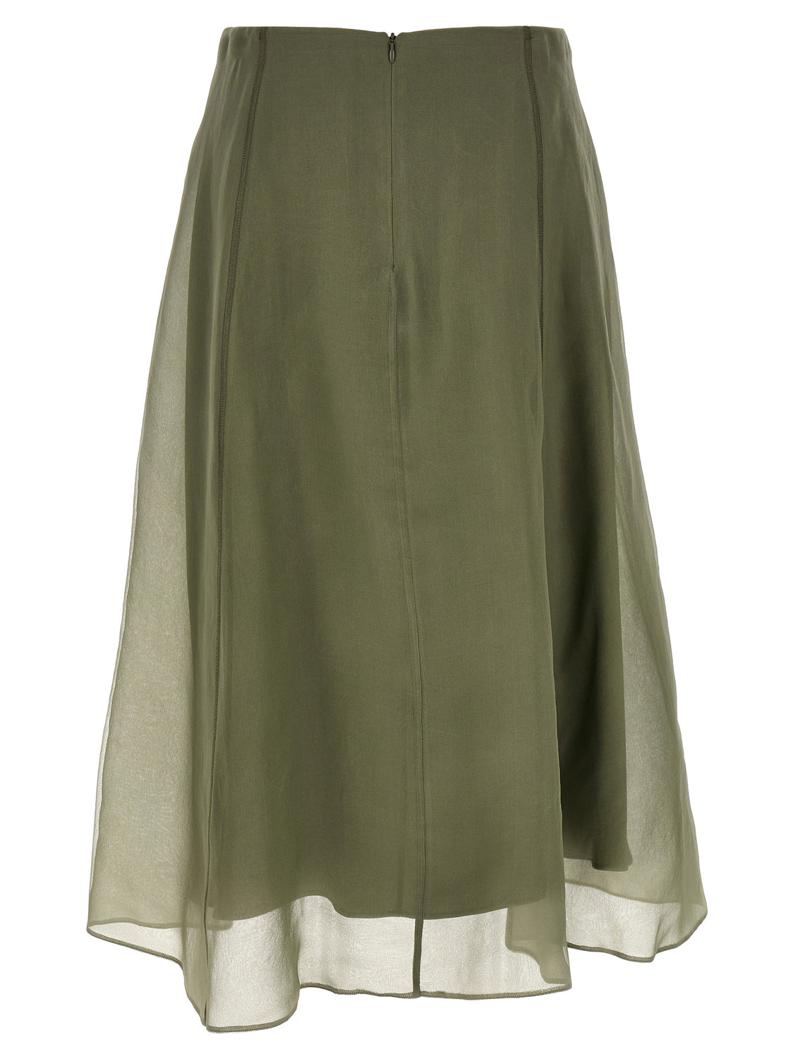 Bicolor Silk Midi Skirt