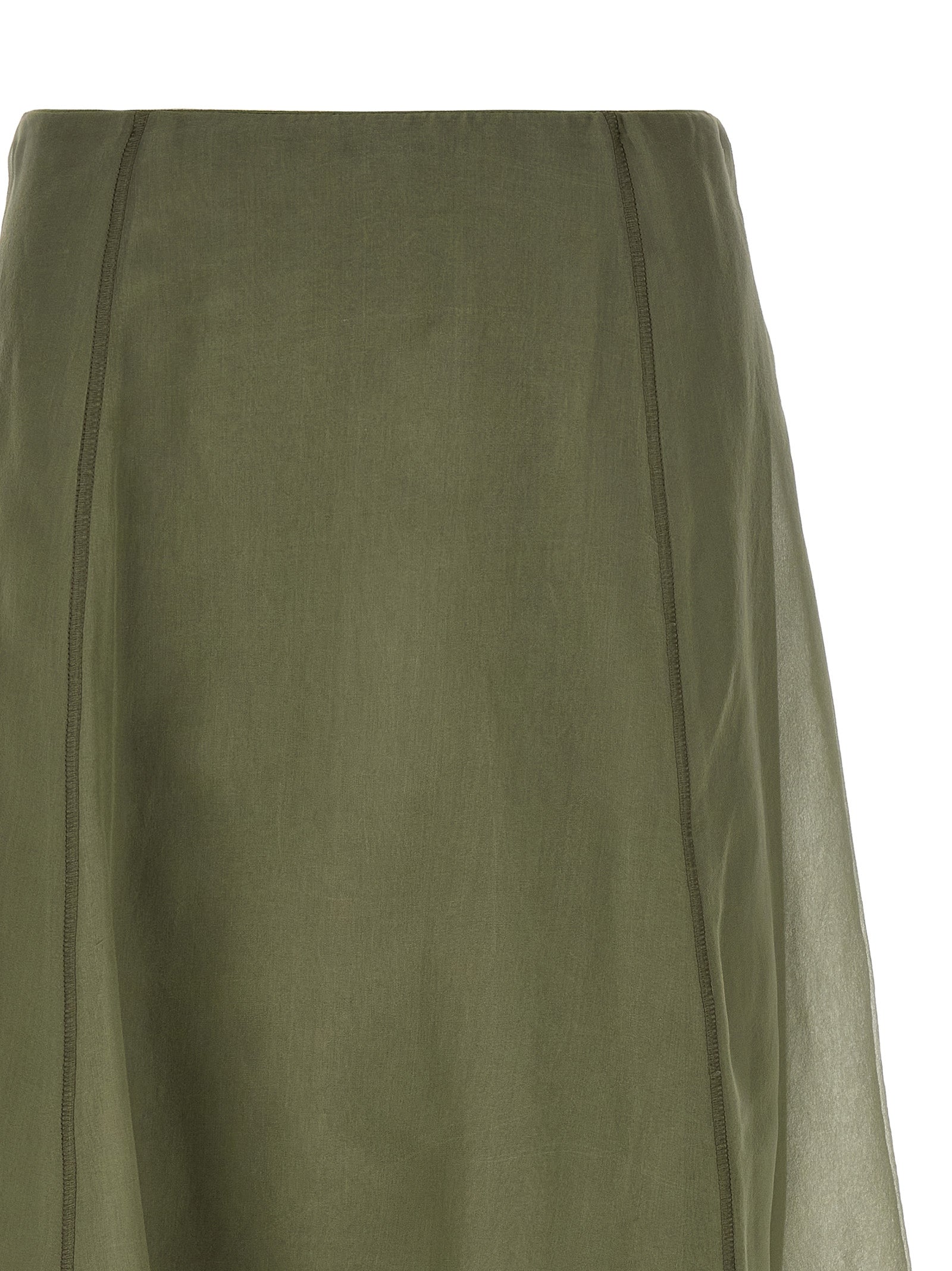 Bicolor Silk Midi Skirt
