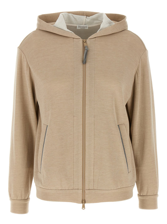 Beige Cotton Hoodie