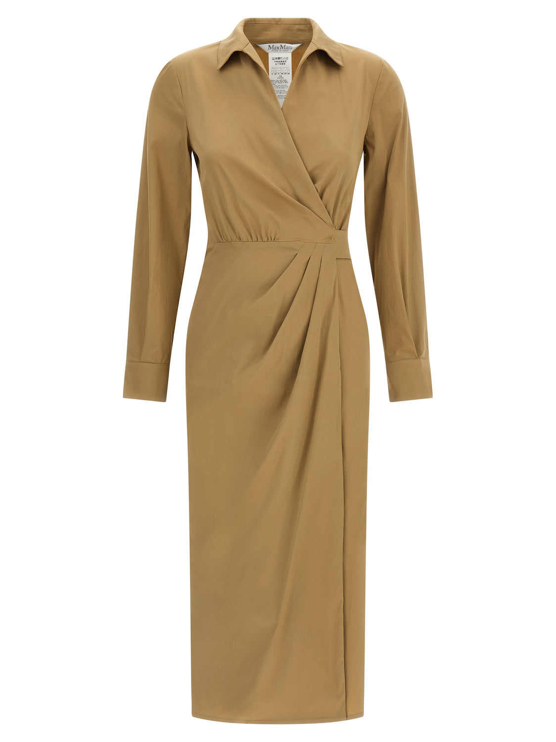Beige Cotton Midi Dress