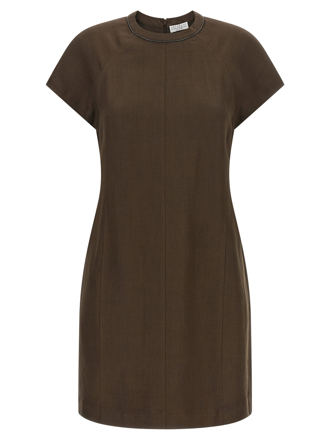 Brown Viscose Short Dress