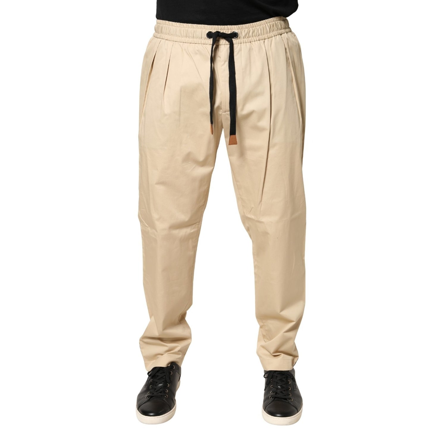 Beige Cotton Skinny Men Jogger Trouser Pants