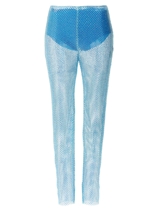 Blue Polyamide Casual Pants