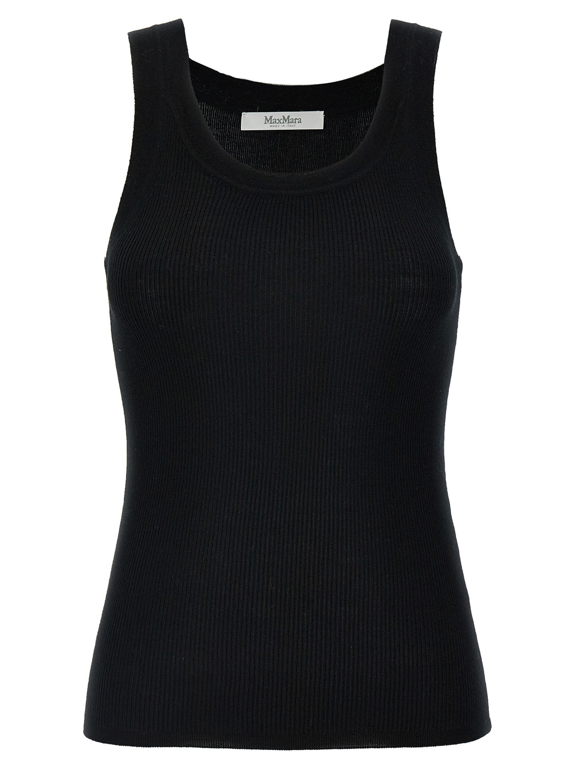 Black Virgin Wool Sleeveles T-Shirt