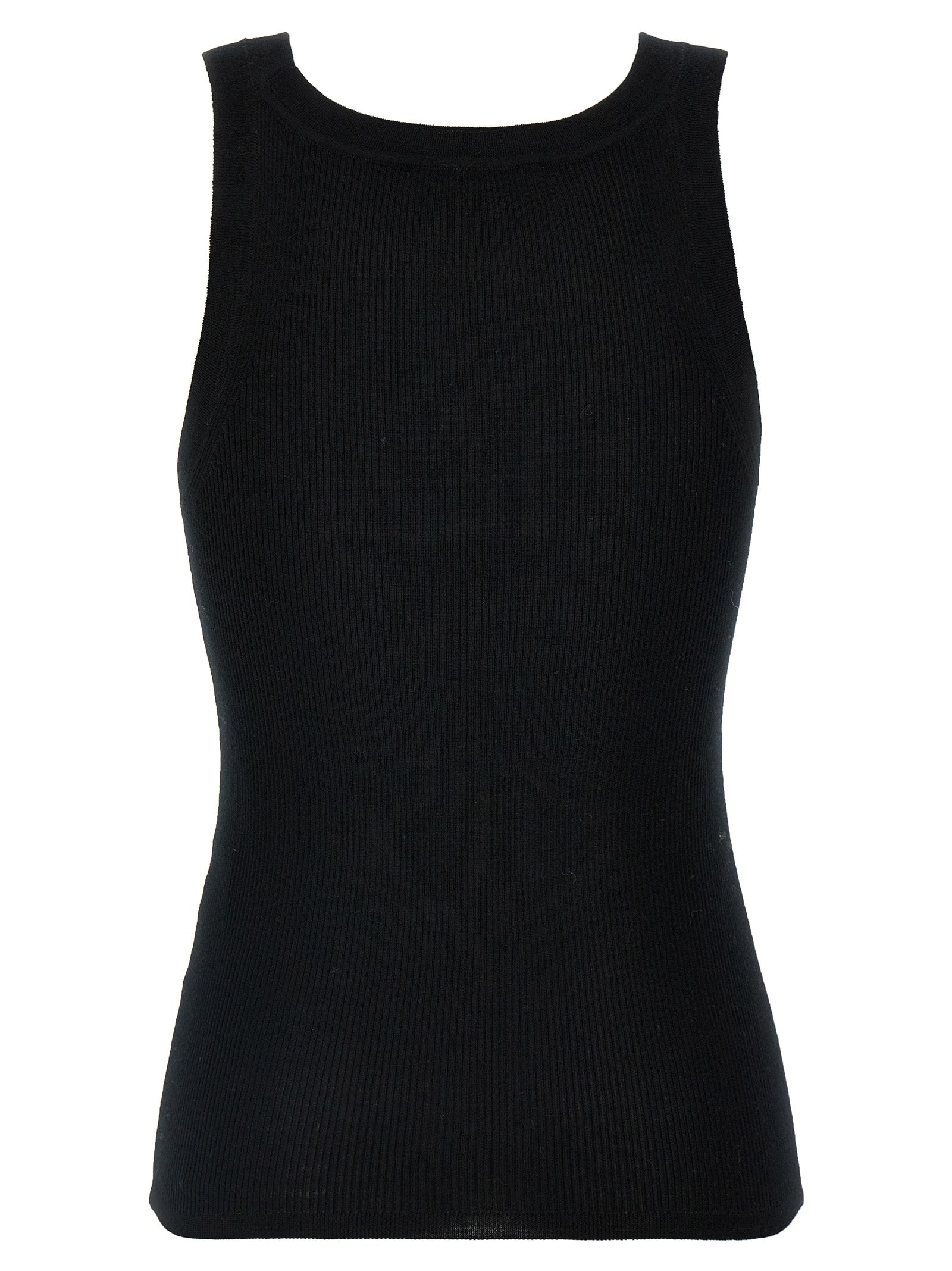 Black Virgin Wool Sleeveles T-Shirt