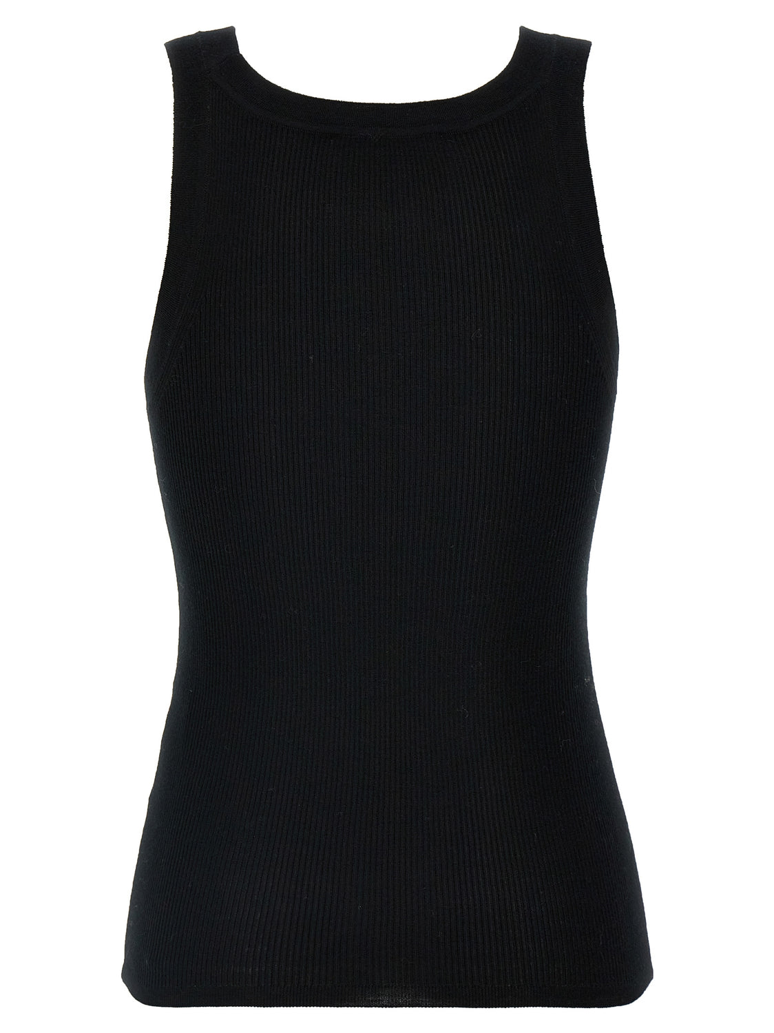 Black Virgin Wool Sleeveles T-Shirt
