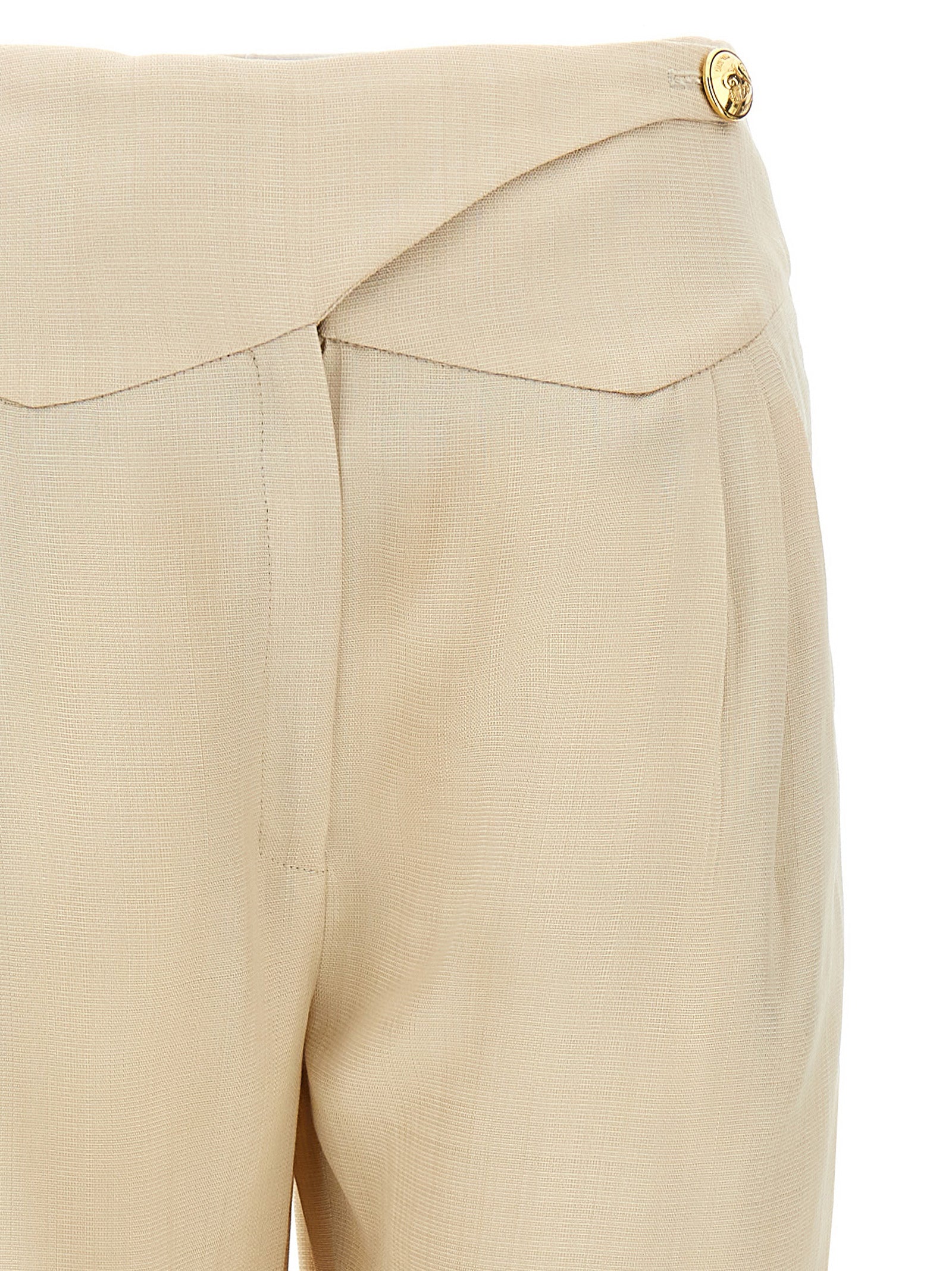Beige Viscose Dress Pants