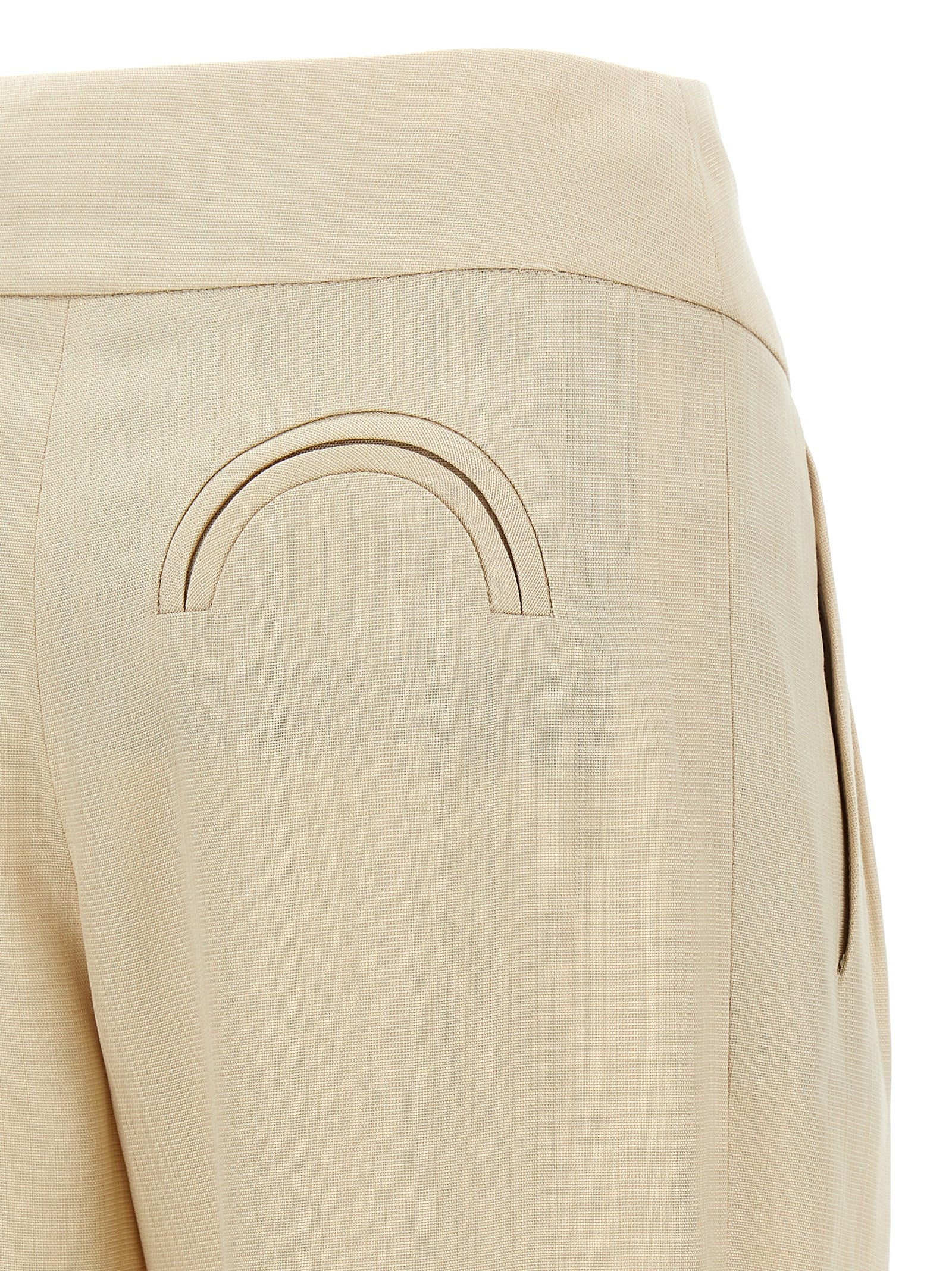 Beige Viscose Dress Pants
