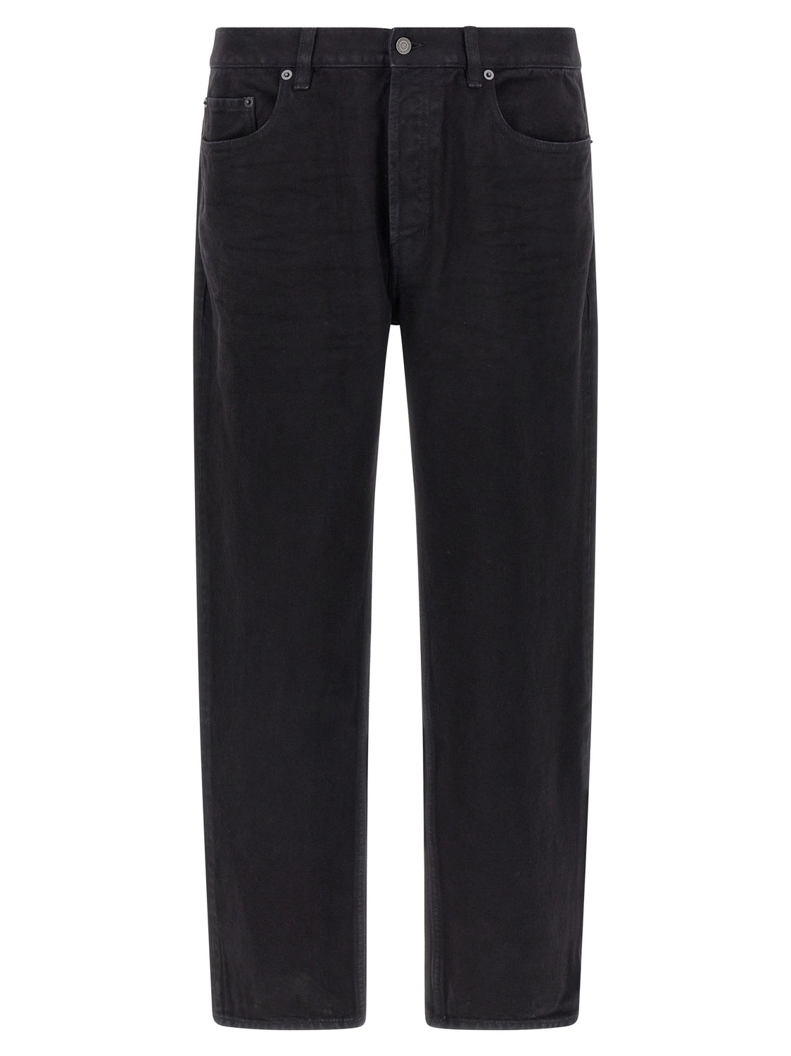 Black Cotton Straight-Leg Jeans