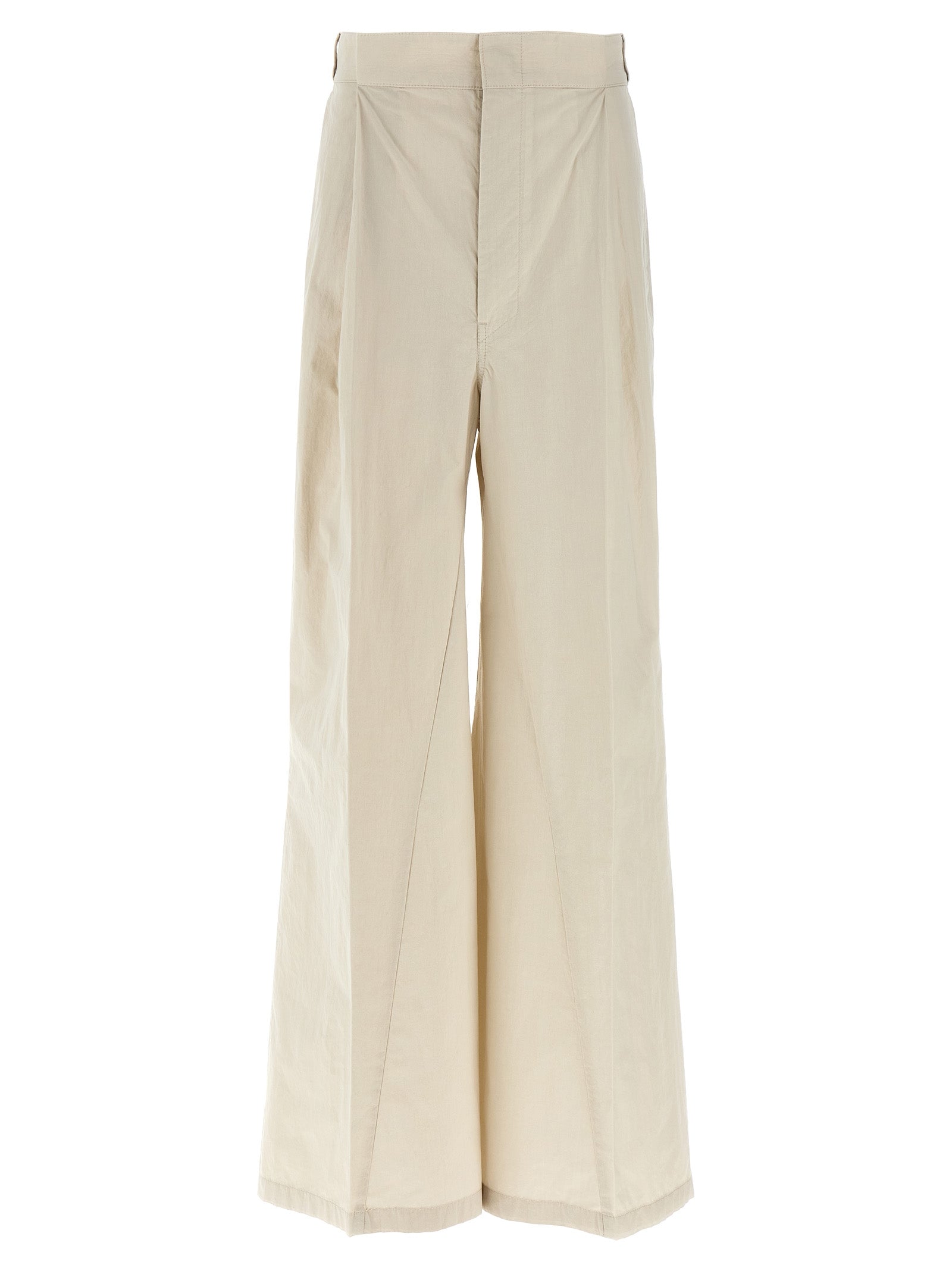 Beige Cotton Casual Pants