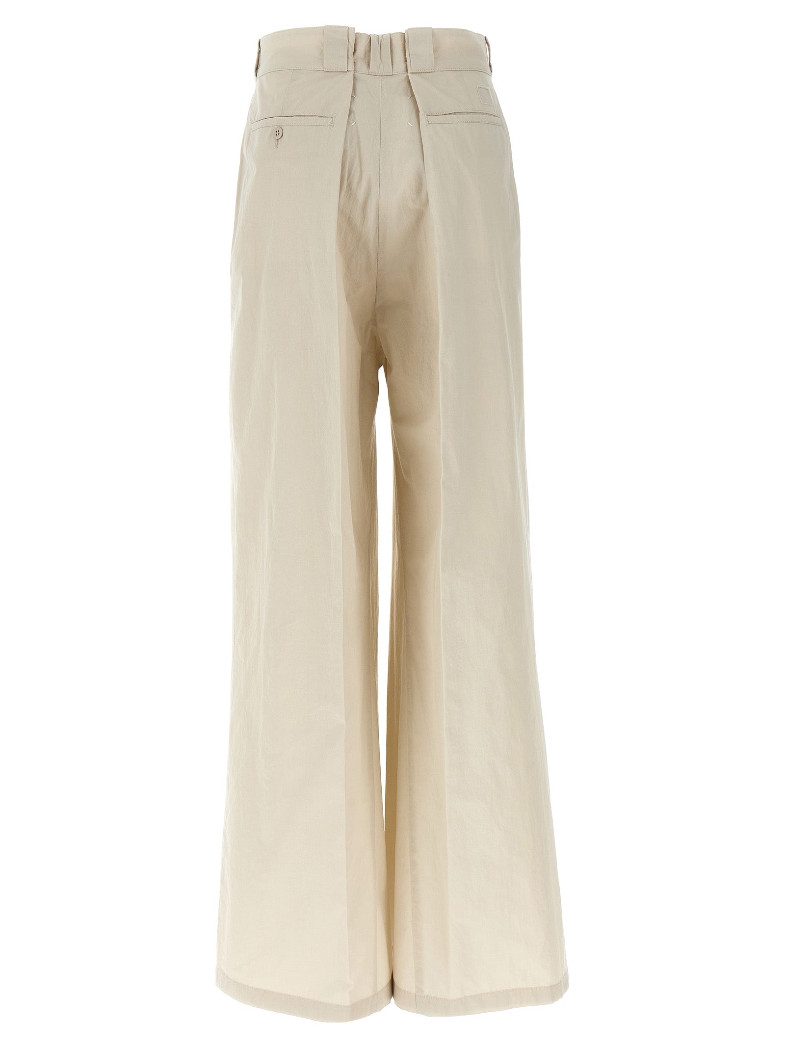 Beige Cotton Casual Pants