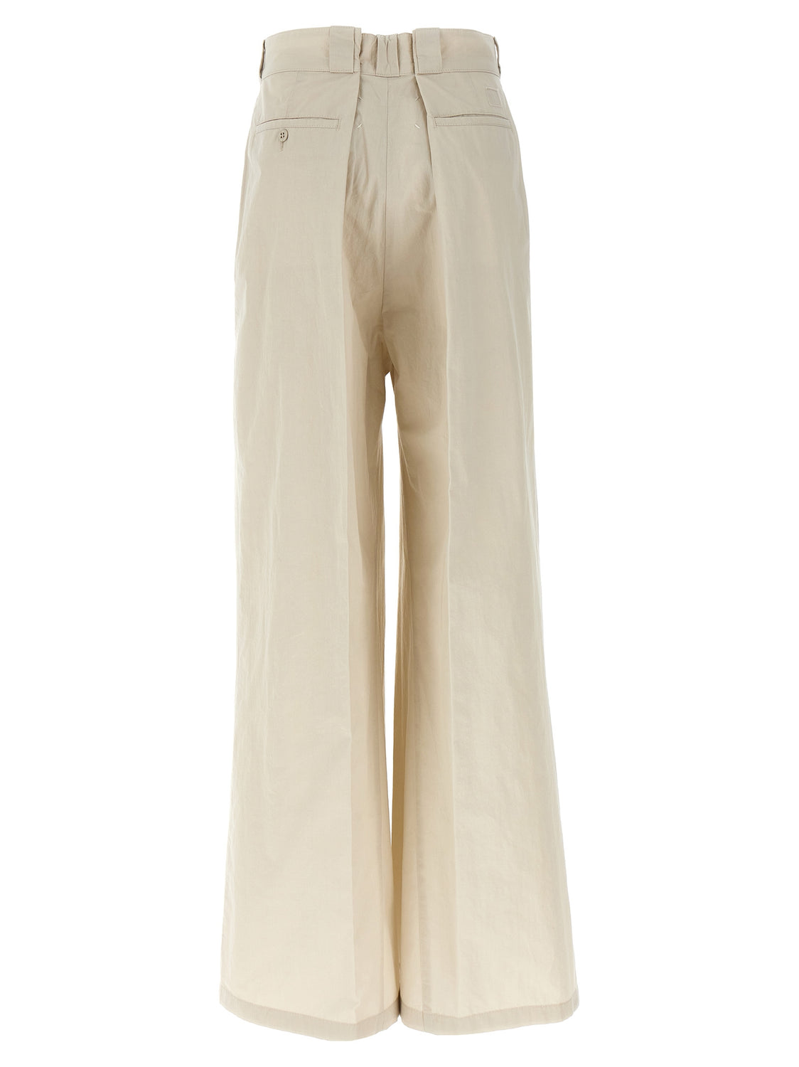 Beige Cotton Casual Pants