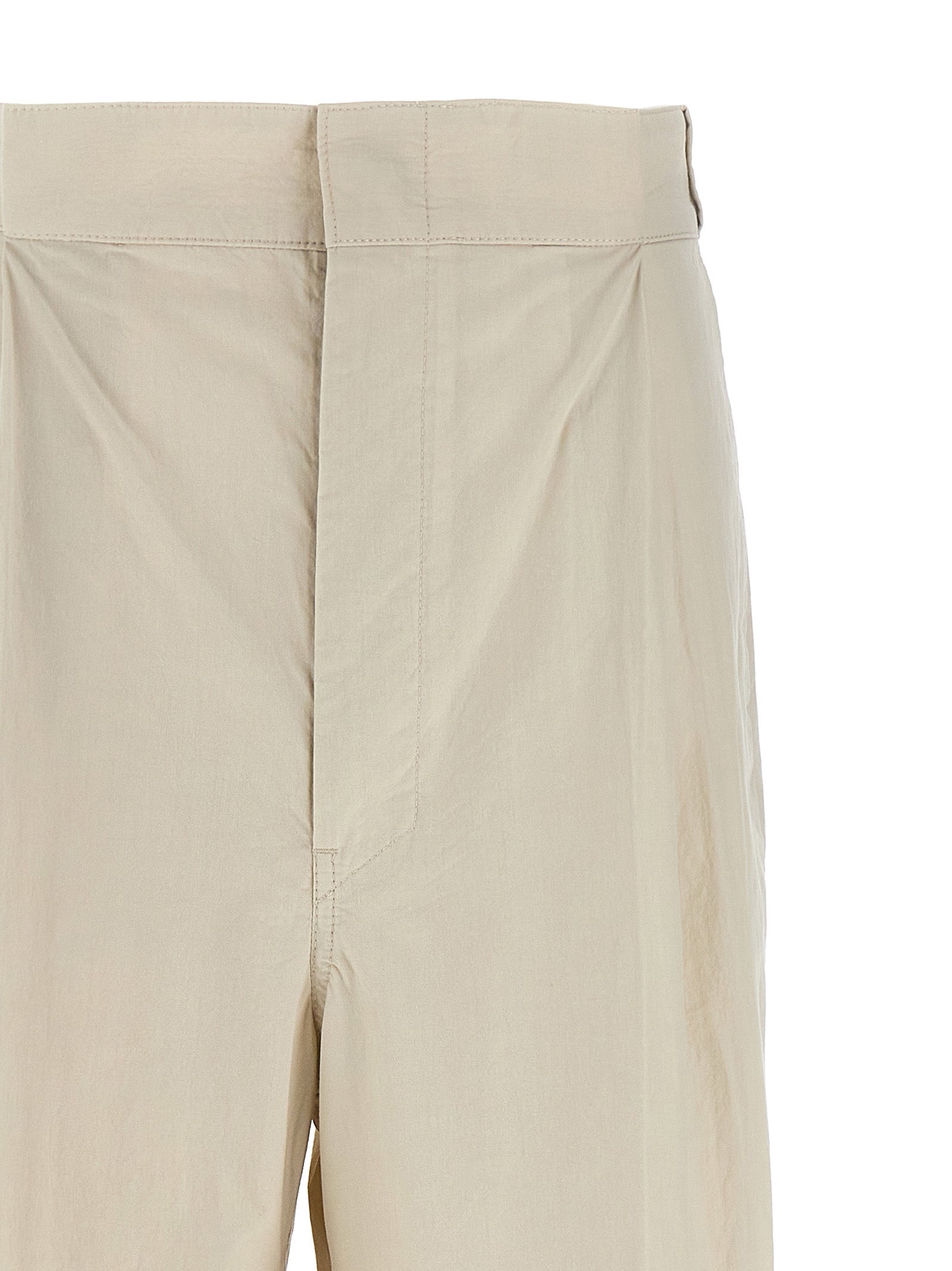 Beige Cotton Casual Pants