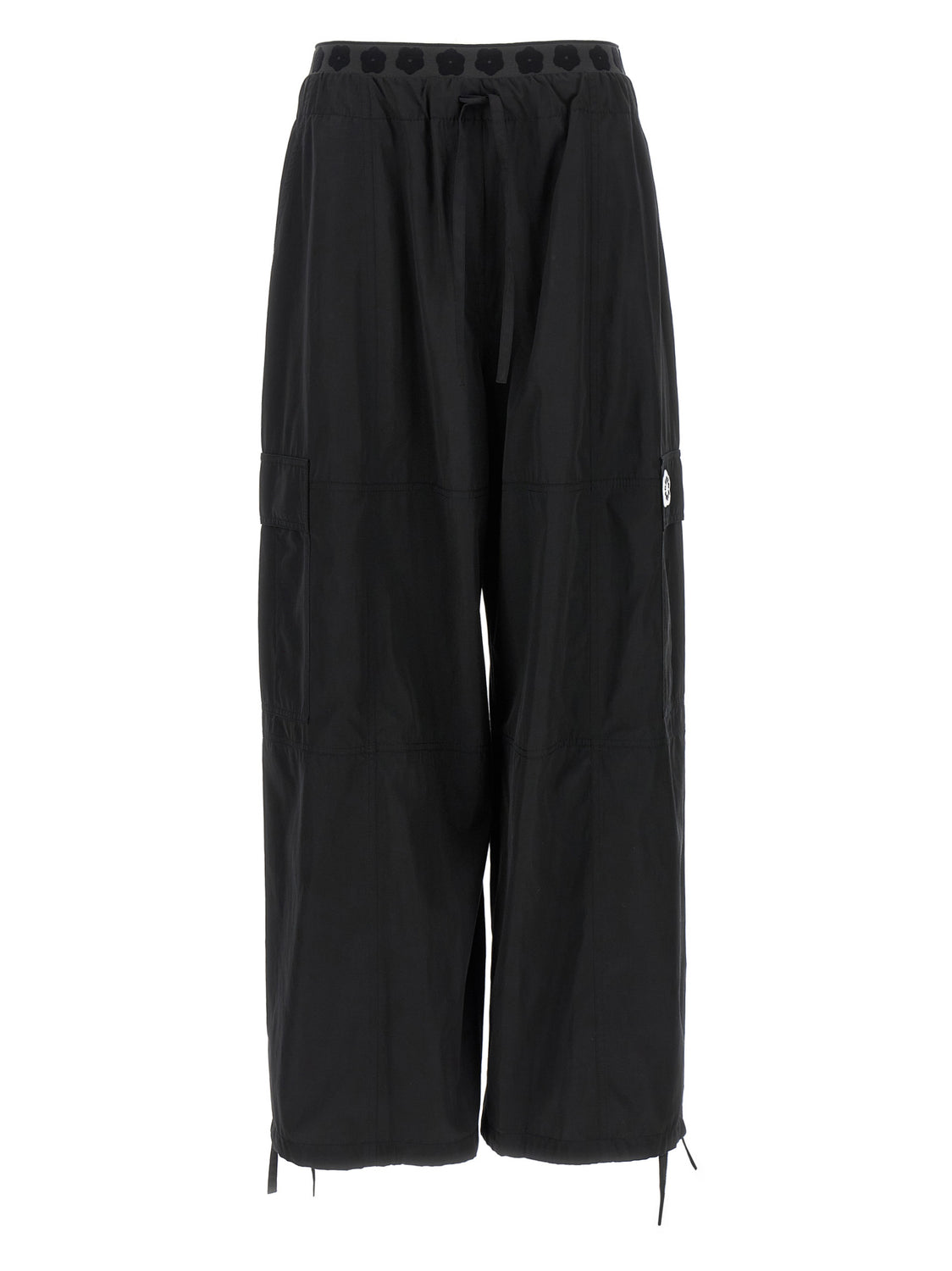 Black Polyester Cargo Pants