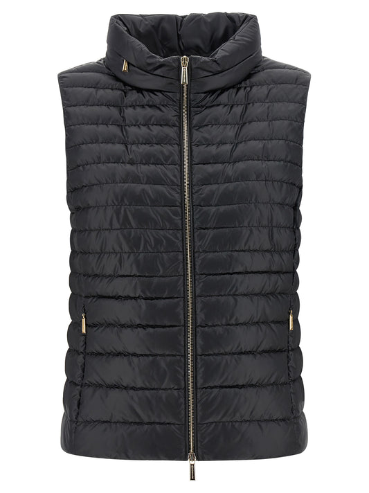 Black Polyester Sleeveless Jacket