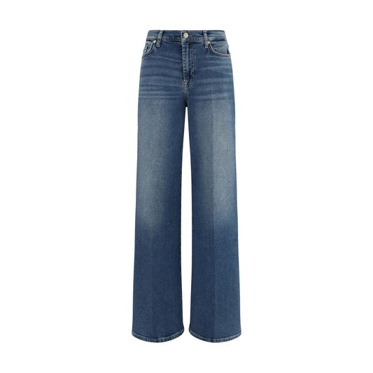 Blue Cotton Flared Jeans