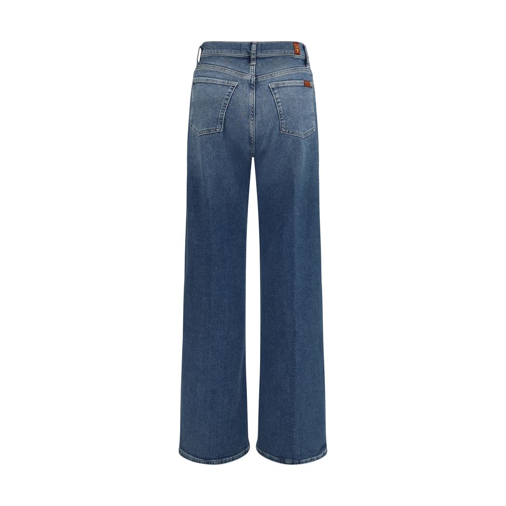 Blue Cotton Flared Jeans