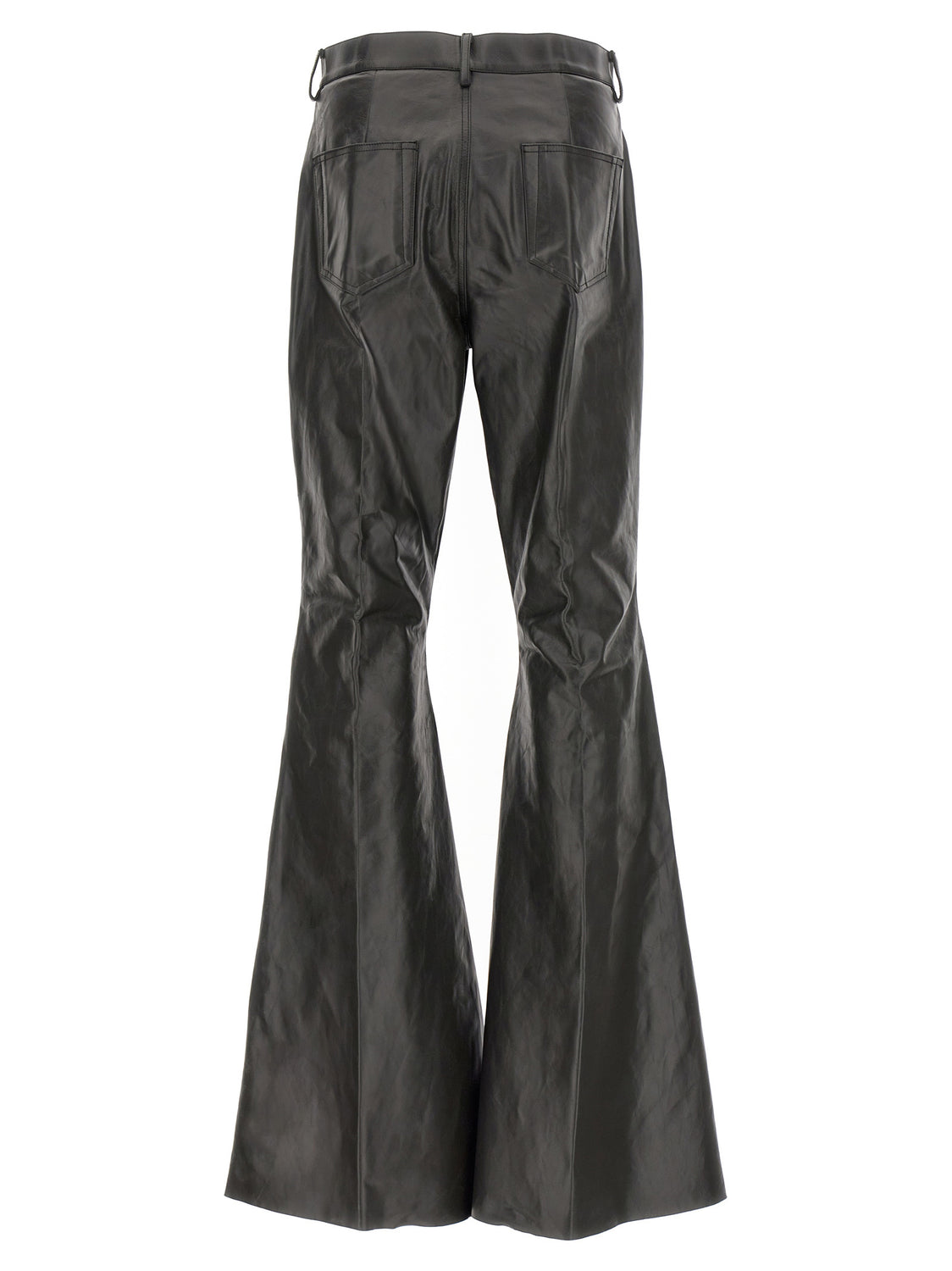 Black Calfskin Flared Pants
