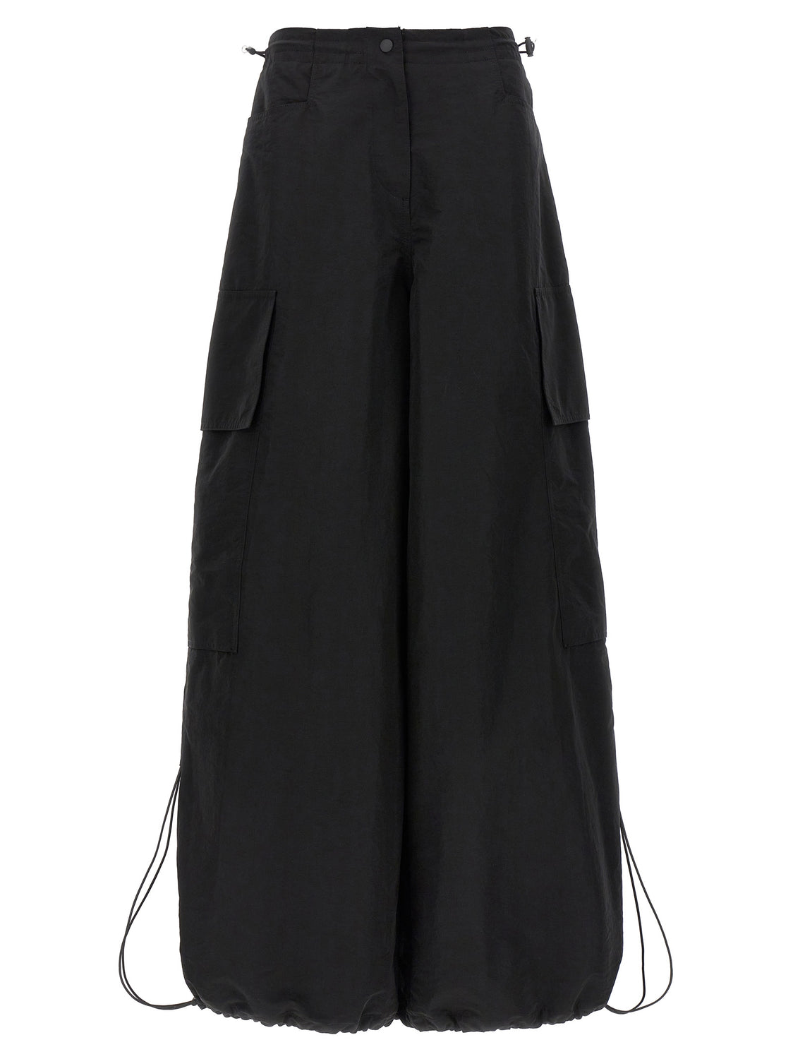 Black Polyamide Casual Pants