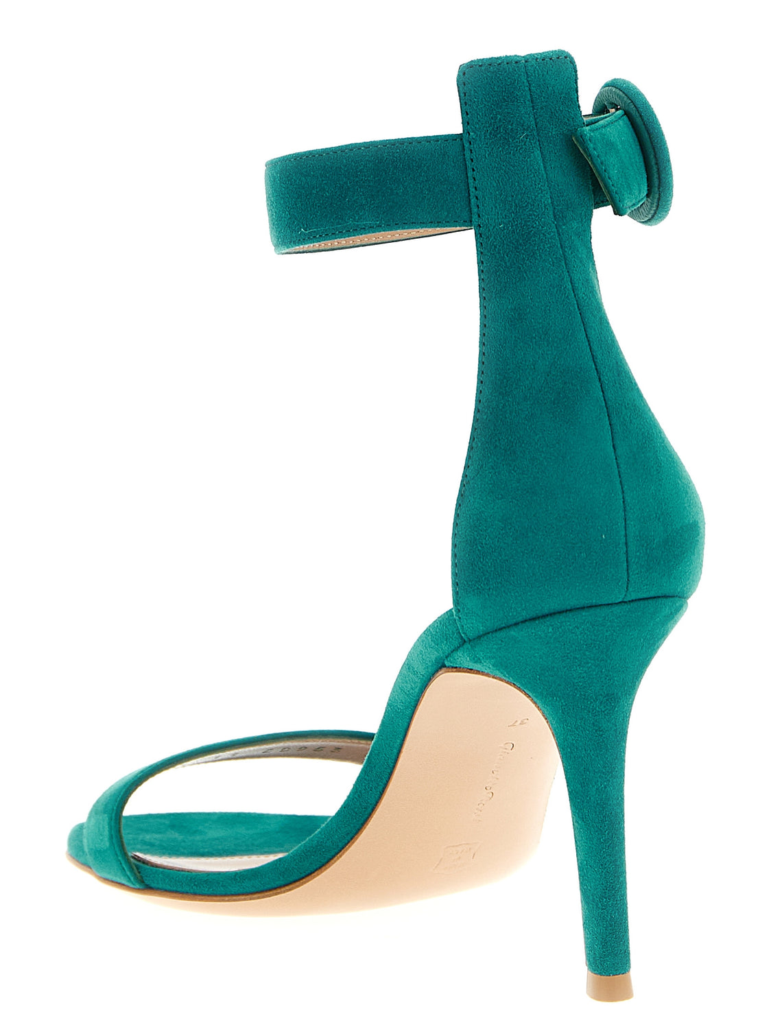 Bicolor Suede Leather Stiletto Heel Sandals