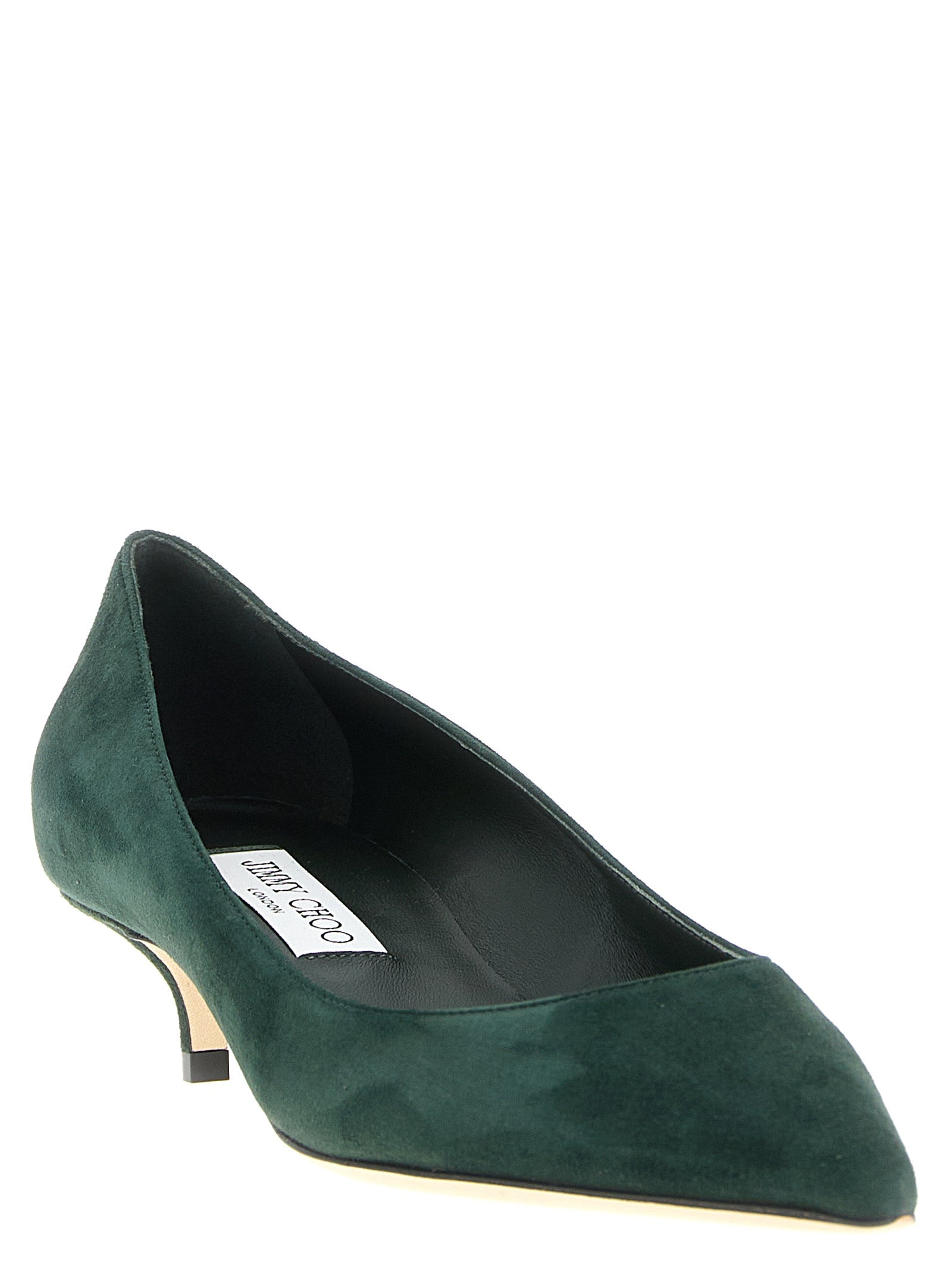 Bicolor Leather Mid Heel Pumps